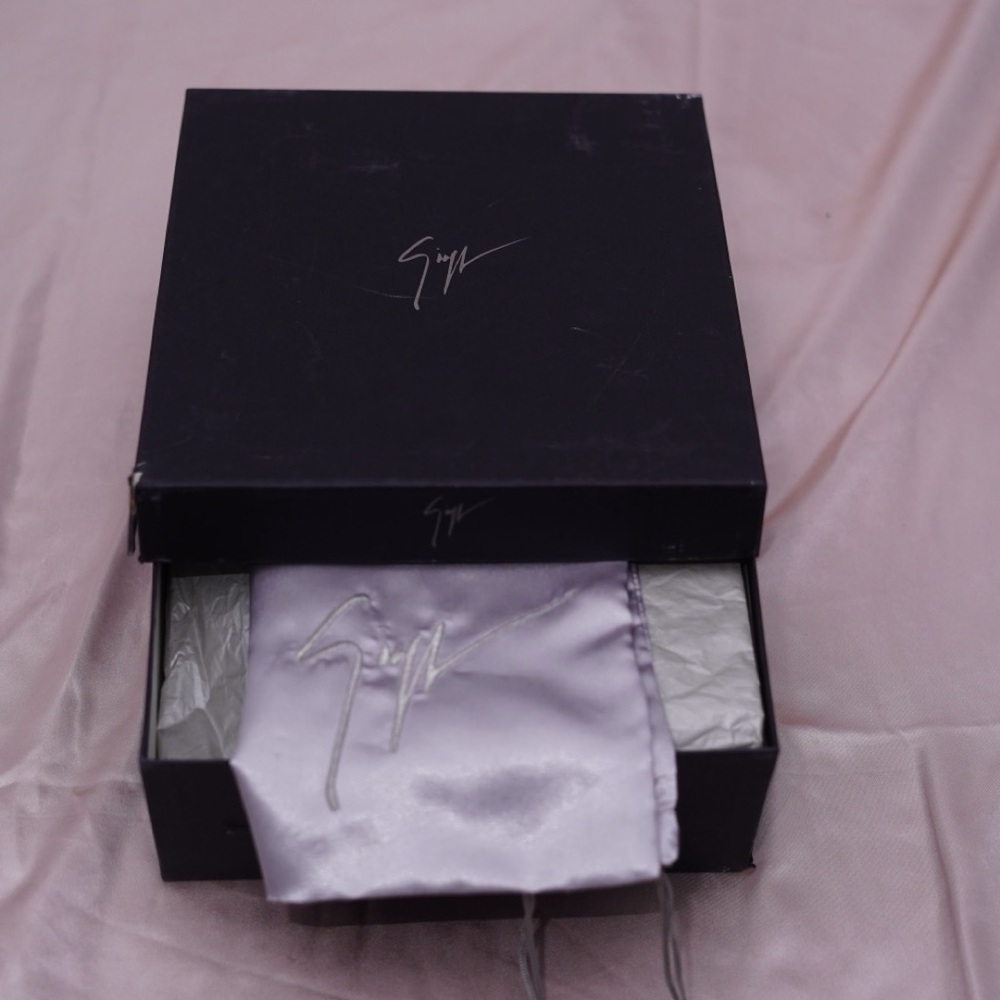 Monika Chiang Black Box with Silver Satin Pouch